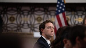 CEO of Facebook Mark Zuckerberg at a Senate Judiciary Hearing.