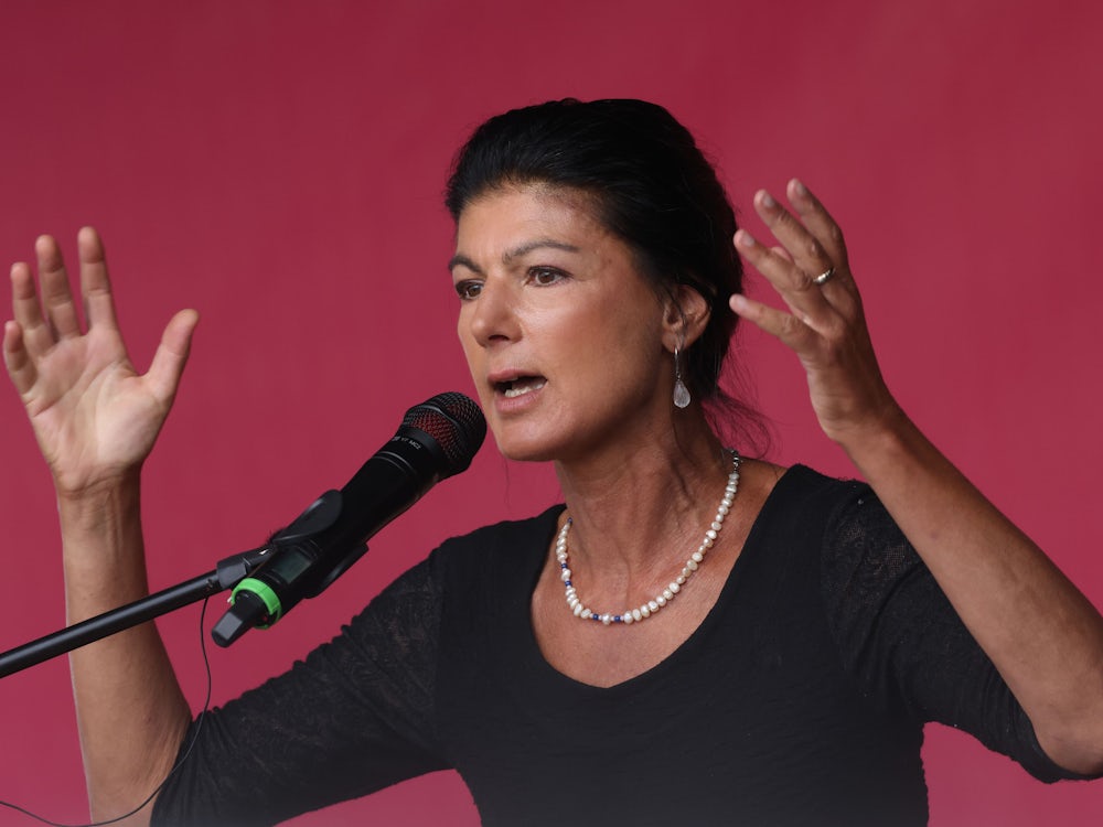 Sahra Wagenknecht Campaigns For BSW In Saxony-Anhalt Elections