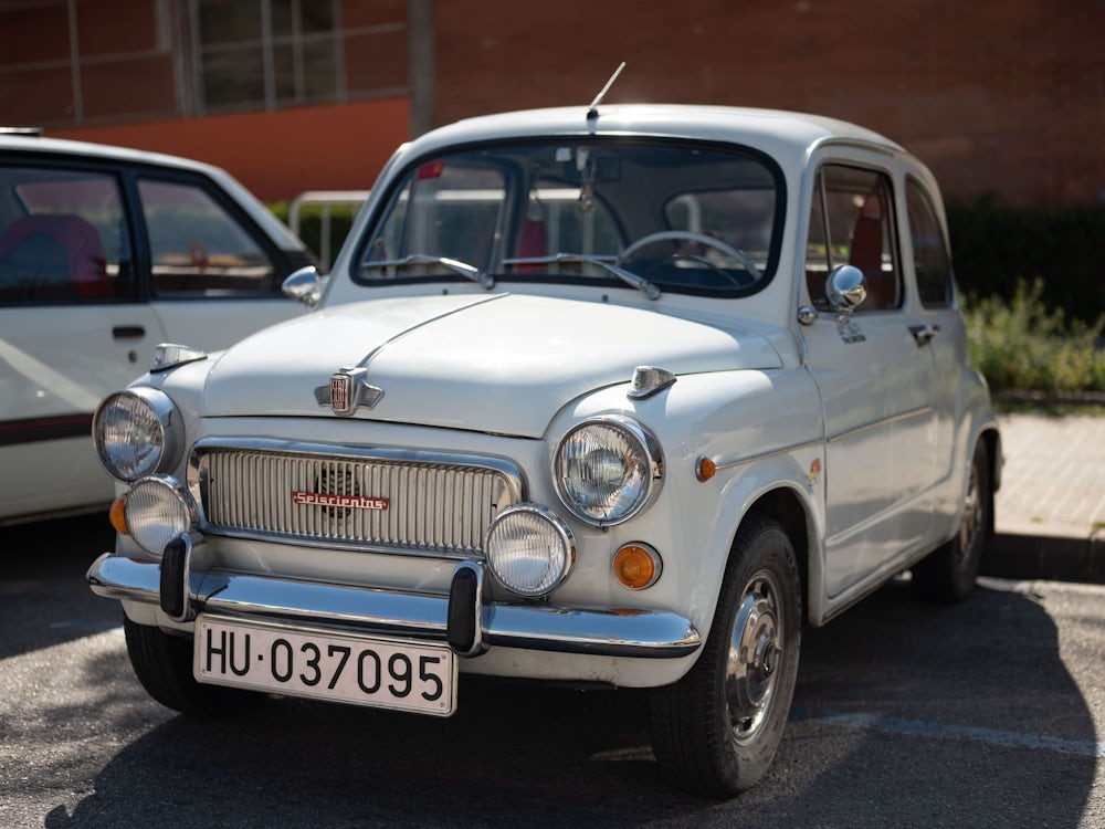 RECORD DATE NOT STATED  Front view of a classic Spanish car, the first generation Seat 600 Six Hundr