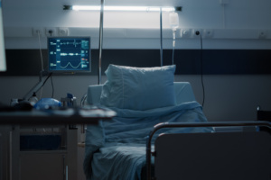 Empty hospital ward designed with medical equipment